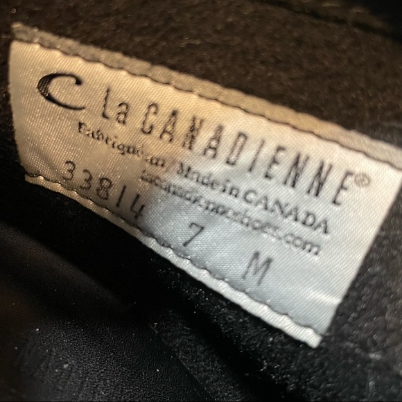 La Canadienne Oliver Waterproof Suede Bootie Black Ankle Boots Stacked Heel 7 - Picture 11 of 12